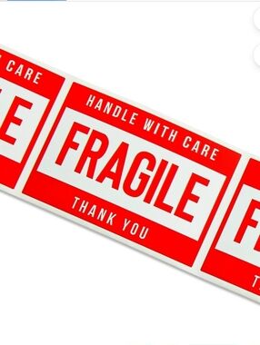 Fragile Handle 10 With Care Shipping Labels Stickers Red White 10